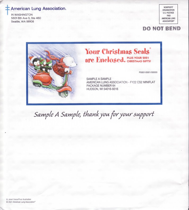   121-1A.2pac, 2021 ALA U.S. National Design Christmas Seal Packet