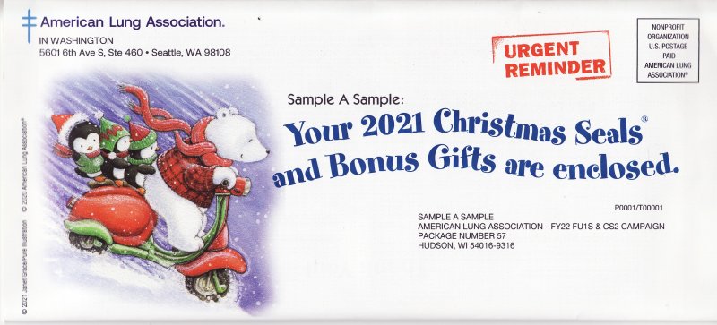     121-1.2env, 2021 ALA National Design U.S. Christmas Seal Renewal Campaign  