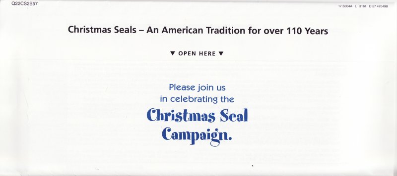 121-1.2env, 2021 ALA U.S. National Design Christmas TB Seal Renewal Campaign, reverse of envelope