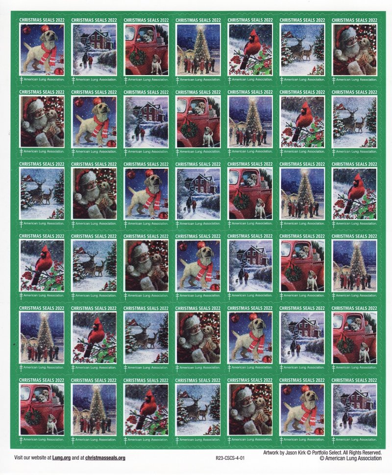 122-1x1, 2022 U.S. National Christmas Seals Sheet, R23-CSCS-4-01