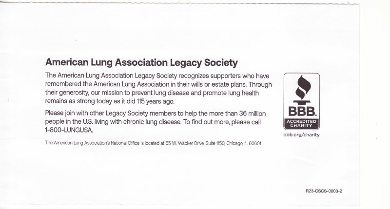 RE122-T2.10, 2022 ALA Donation Return Envelope, reverse of envelope