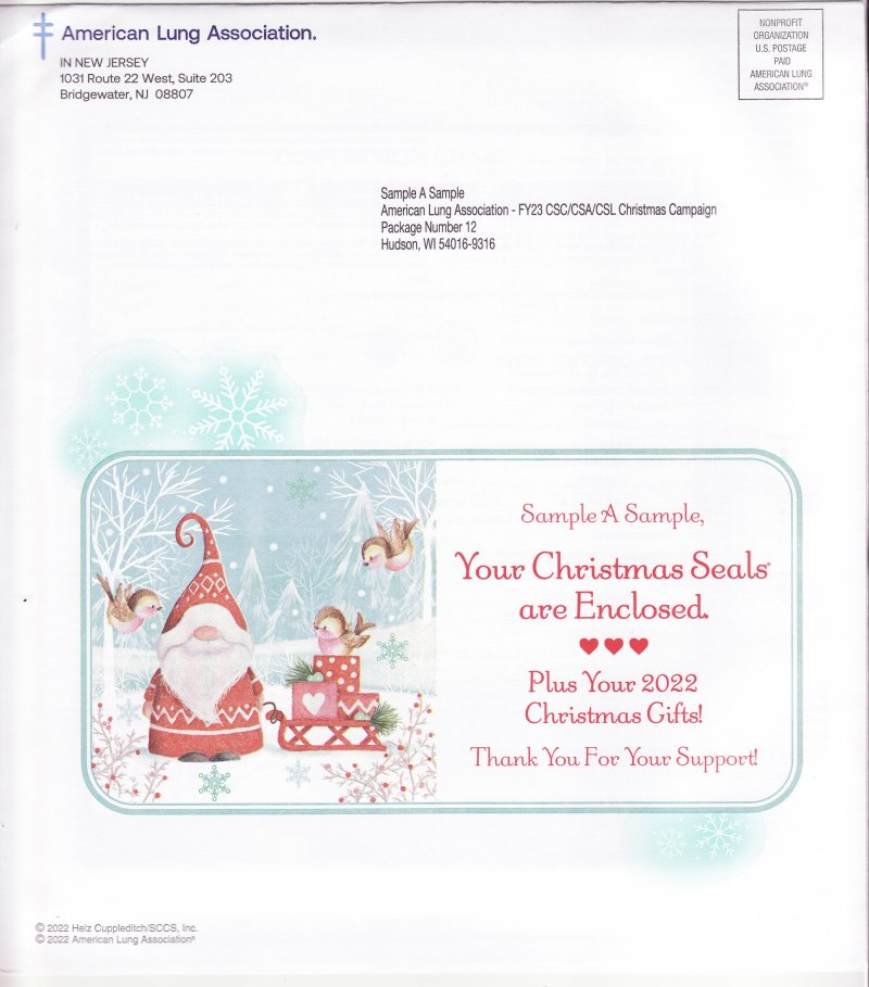  122-T1.10pac, 2022 ALA Test Design U.S. Christmas Seal Annual Packet
