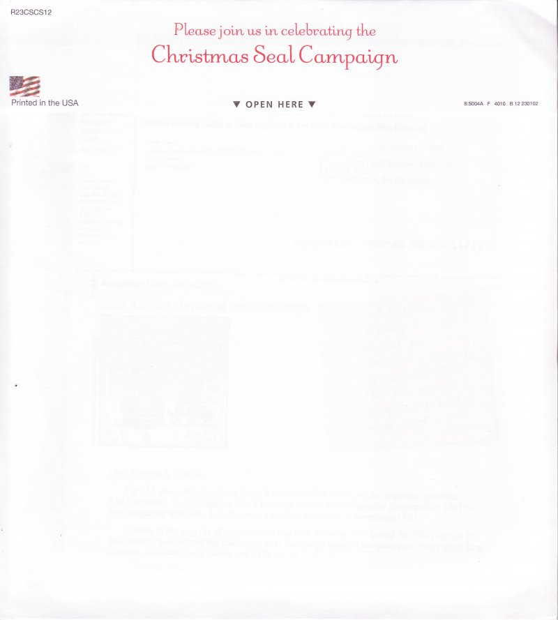 122-T1.10pac, 2022 ALA Test Design U.S. Christmas Seal Packet, reverse of packet