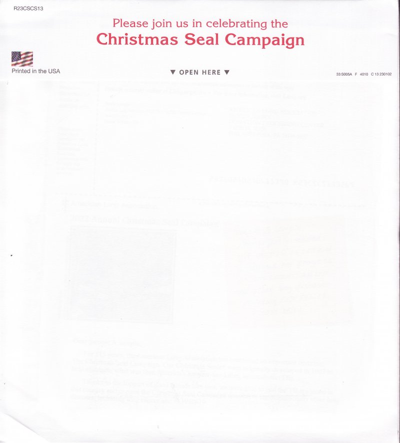 122-T2.10pac, 2022 ALA Test Design U.S. Christmas Seal Packet