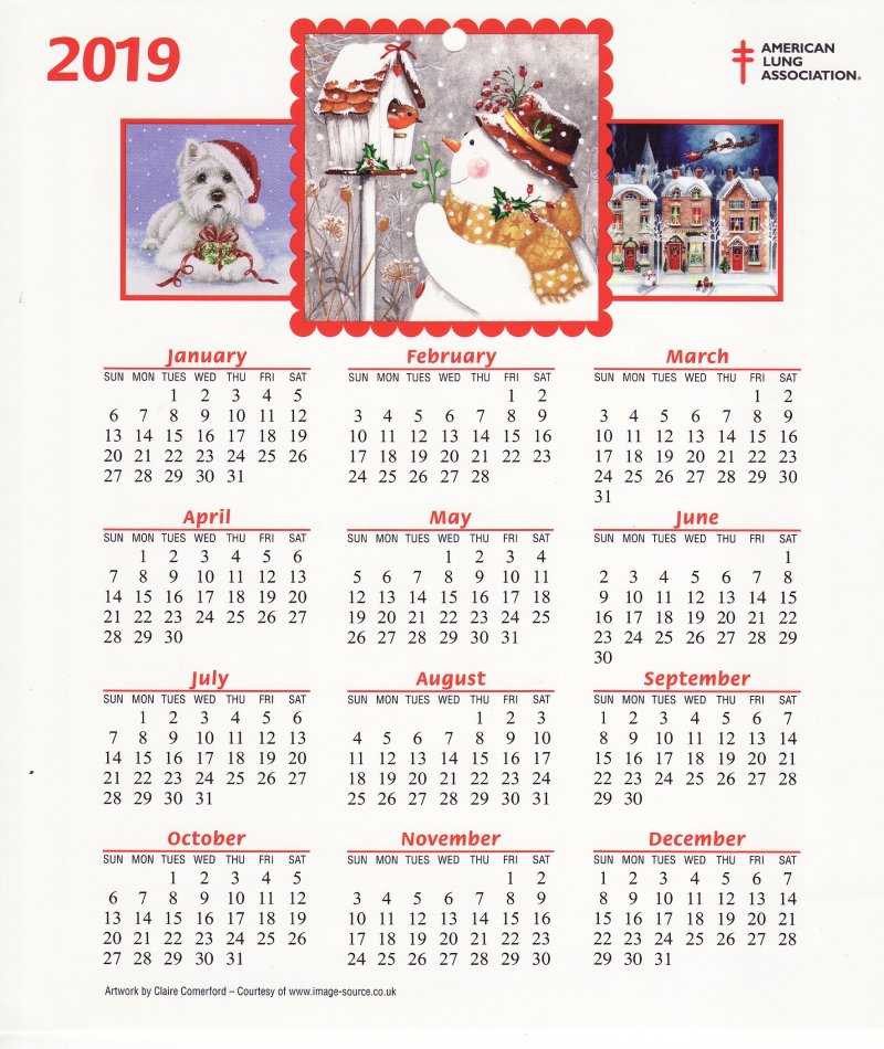 CL118-T3, ALA 2019 U.S. Christmas Seals Themed Calendar, FY19Cal-15