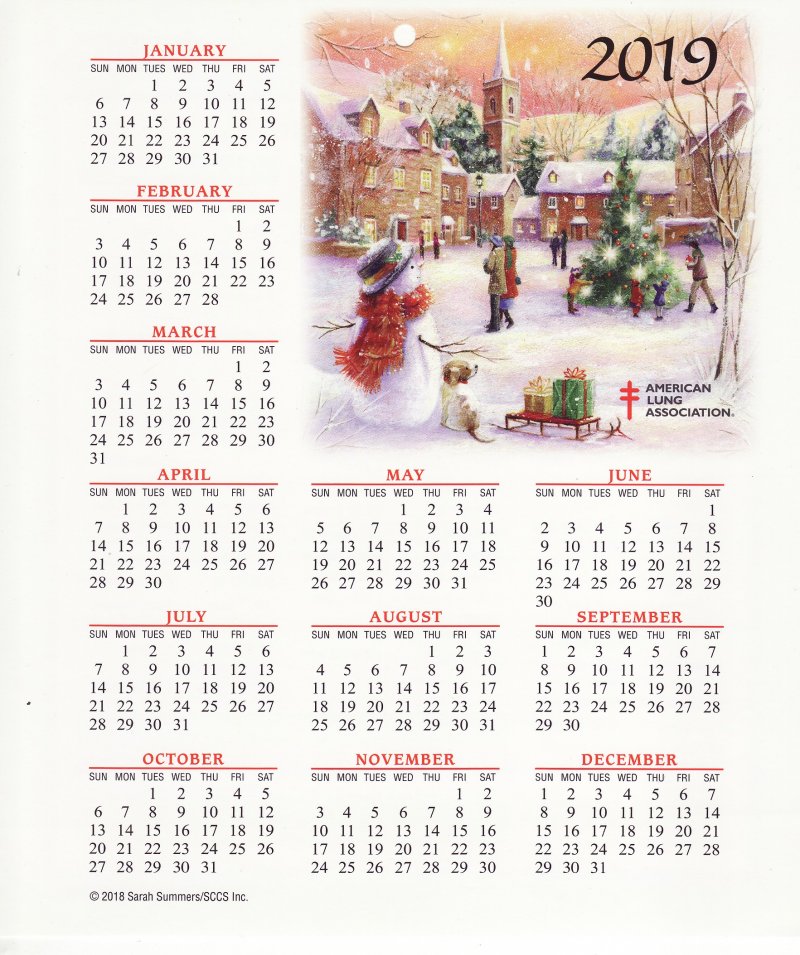 CL118-T5, ALA 2019 U.S. Christmas Seals Themed Calendar, FY19Cal-17