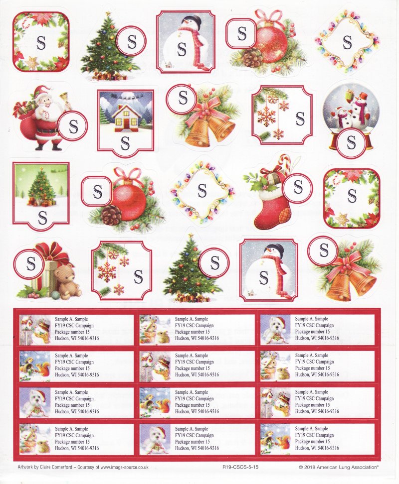 118-T3.6x, 2018 ALA Christmas Stickers & Labels, R19-CSCS-5-15