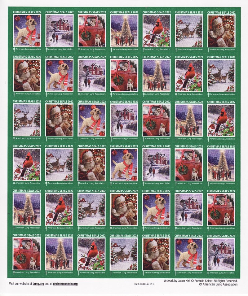  122-1x1, 2022 ALA National Design U.S. Christmas Seals Sheet, R23-CSCS-4-01