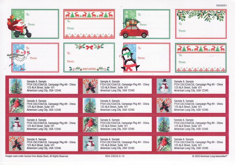 123-1.8Ax, 2023 ALA Christmas Scene Gift Tags & Addess Labels R24-CSCS-5-13