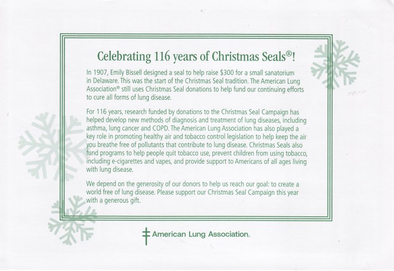 123-1x3, 2023 ALA National Design U.S. Christmas Seals Sheet, R24-CSCS-4-13, reverse of sheet
