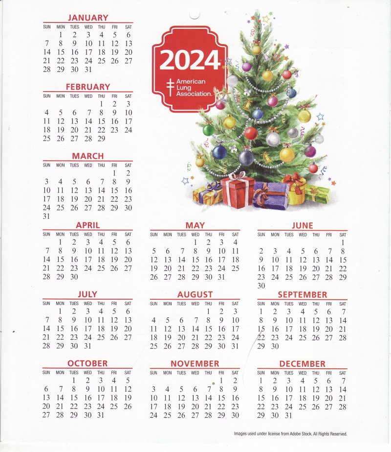 CL123-1, ALA 2024 U.S. Christmas Seals Themed Calendar, FY24-Cal-01