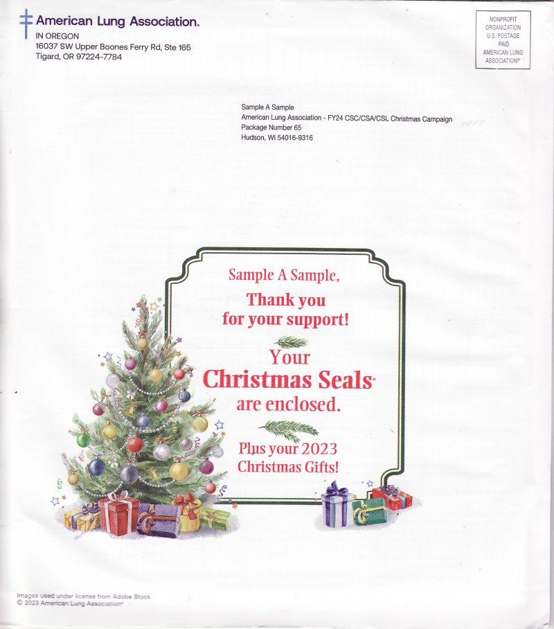     123-1.1pac, 2023 ALA National Design U.S. Christmas Seal Annual Packet