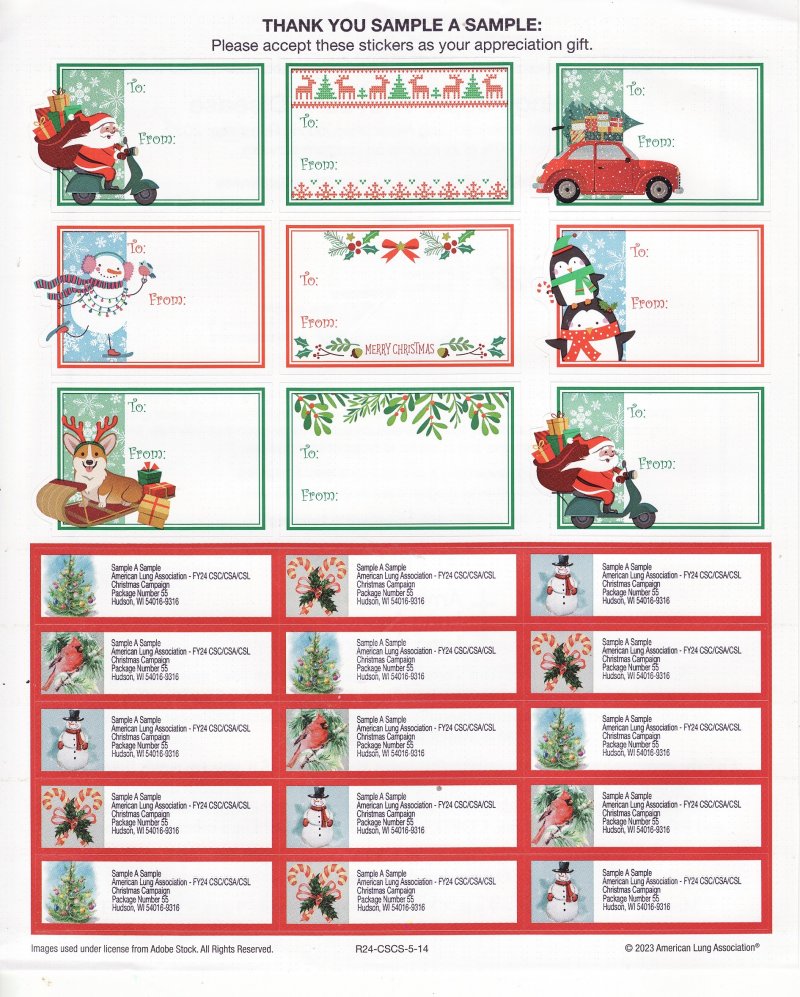 123-1.8Bx, 2023 ALA Christmas Scene Gift Tags & Addess Labels R24-CSCS-5-14