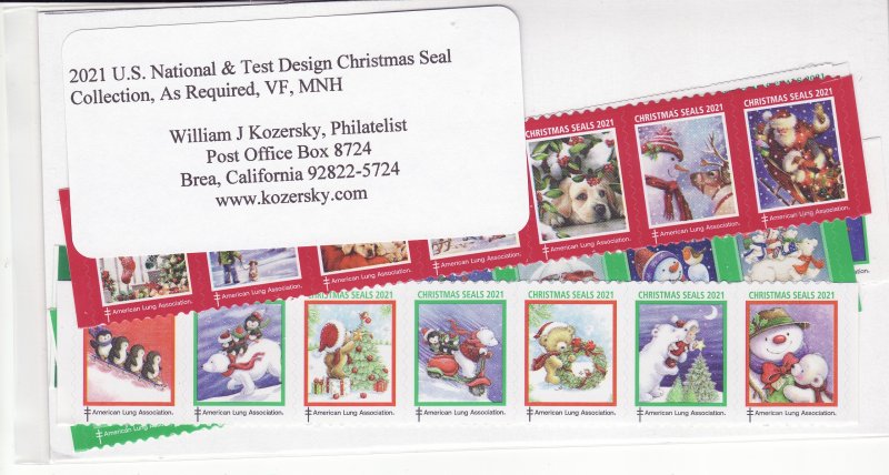   2021 U.S. National & Test Design Christmas Seal Collection, As Required