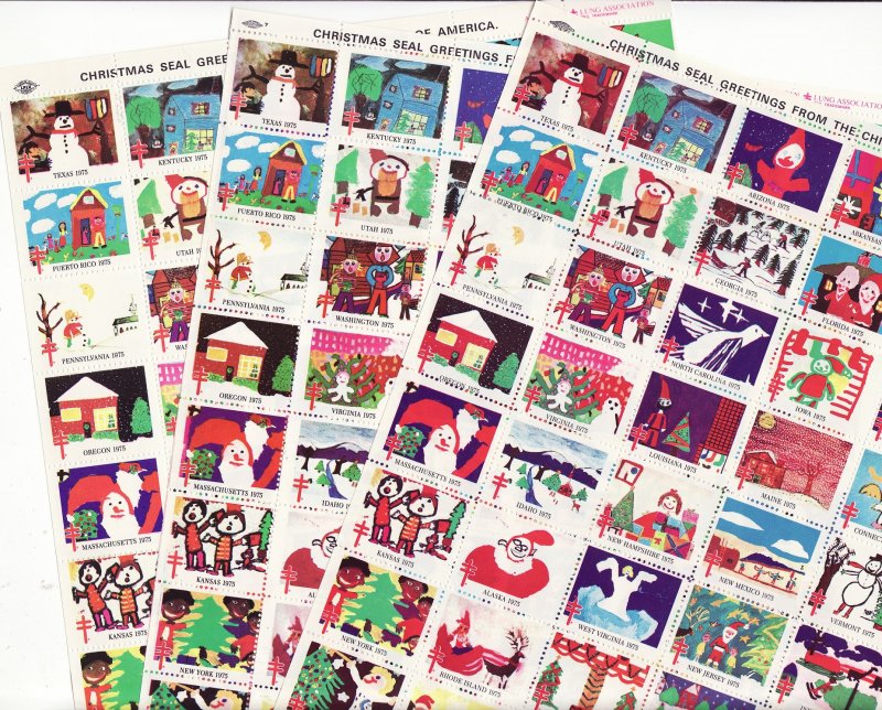    1975 National Design U.S. Christmas Seals Sheet Collection  