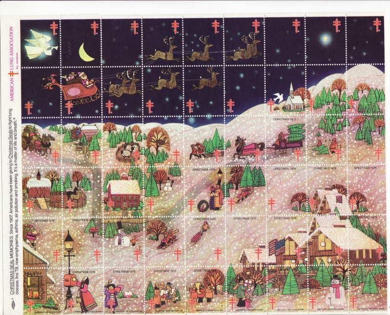    76-1x, WX258, ALA National Design 1976 U.S. Christmas Seals Sheet, pm S