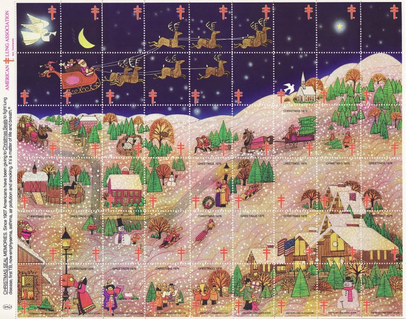    76-2x, WX256, ALA National Design 1976 U.S. Christmas Seals Sheet, pm F