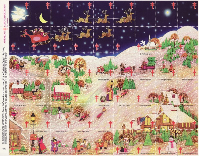  76-3x, WX256, ALA National Design 1976 U.S. Christmas Seals Sheet, pm N