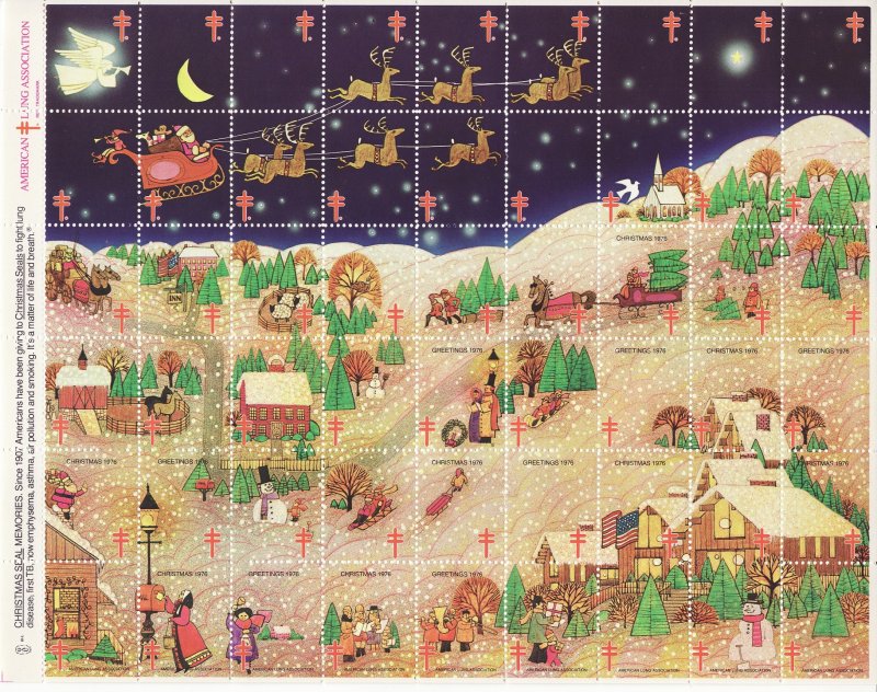  76-4x, WX257, ALA National Design 1976 U.S. Christmas Seals Sheet, pm B