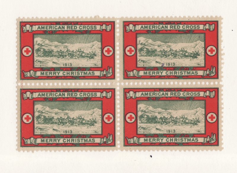  13-1, WX12, 1913 U.S. Christmas Seals Block of 4