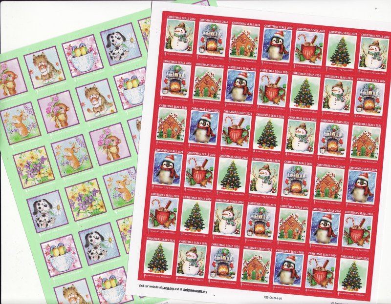       2024 U.S. Christmas Seals & U.S Spring Charity Seals Sheet Collection