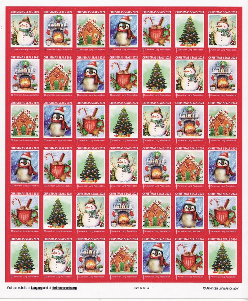   124-1x1, 2024 ALA National Design U.S. Christmas Seals Sheet, R25-CSCS-4-01