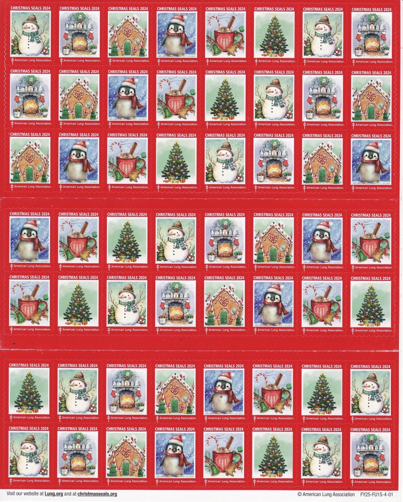  124-1x2, 2024 ALA National Design U.S. Christmas Seals Sheet, FY25-FU1S-4-01