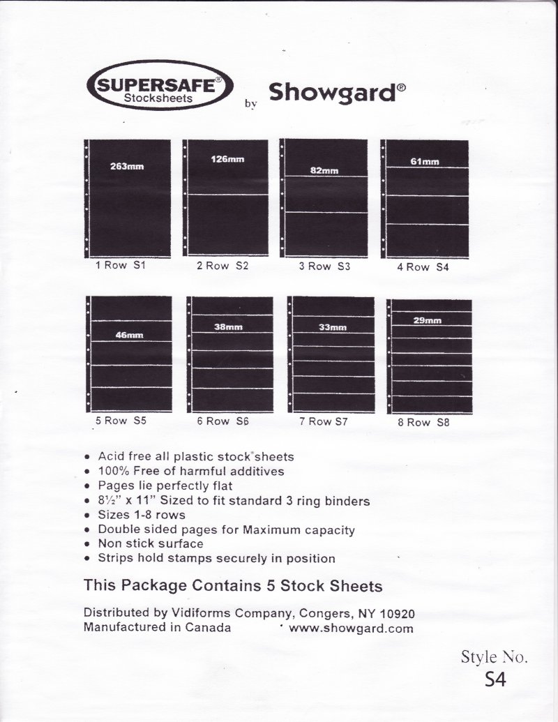 Supersafe Stamp Stock Sheets, 4 Row