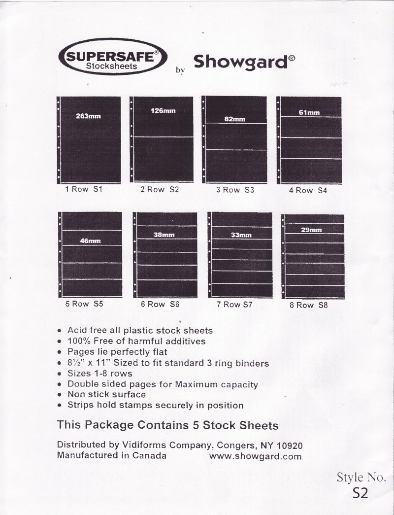 Supersafe Stamp Stock Sheets, 2 Row