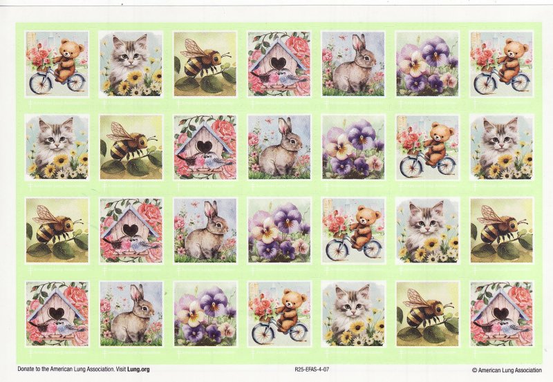 125-S1x1, 2025 ALA National Design U.S. Spring Charity Seals Sheet R25-EFAS-4-01