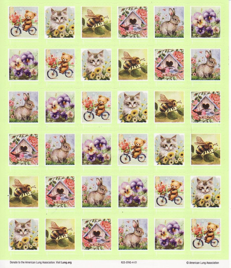 125-S1x, 2025 ALA National Design U.S. Spring Charity Seals Sheet, R25-EFAS-4-01