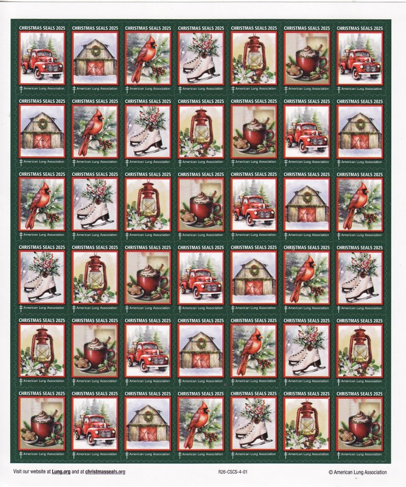  125-1x1, 2025 ALA National Design U.S. Christmas Seals Sheet, R26-CSCS-4-01