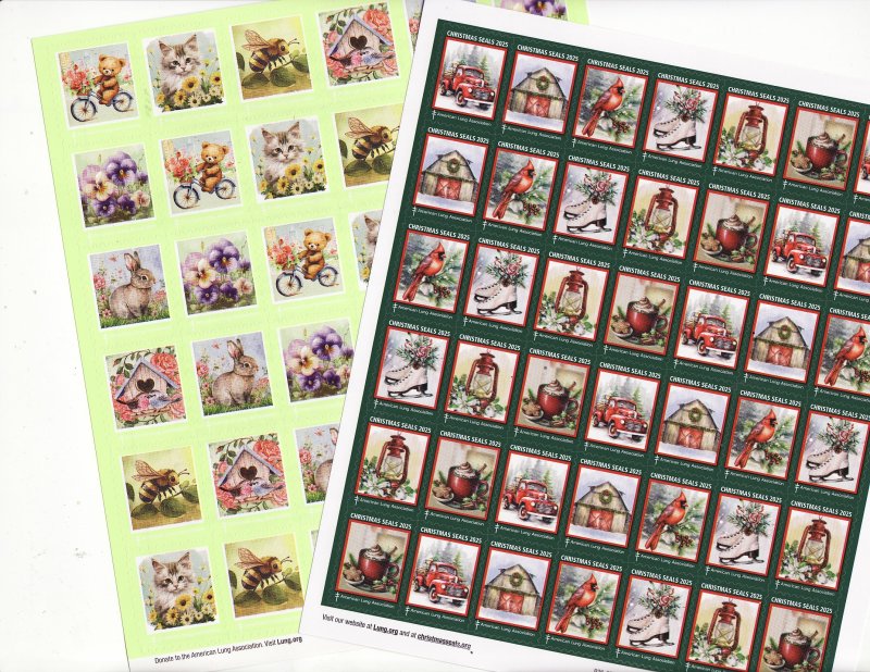       2025 ALA U.S. Christmas Seals & U.S Spring Charity Seals Sheet Collection