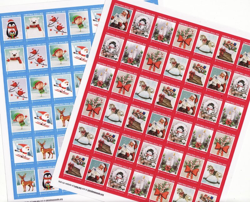  2025 ALA Test Design U.S. Christmas Seals Sheet Collection 