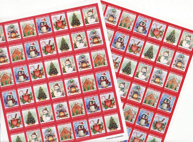   124-1x1 & 123-T2x, National & Test Design U.S. Christmas Seal Sheet Collection