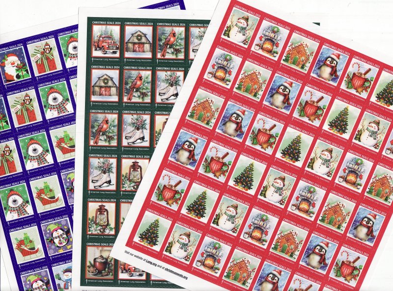   2024 ALA National & Test Design U.S. Christmas Seals Sheet Collection 