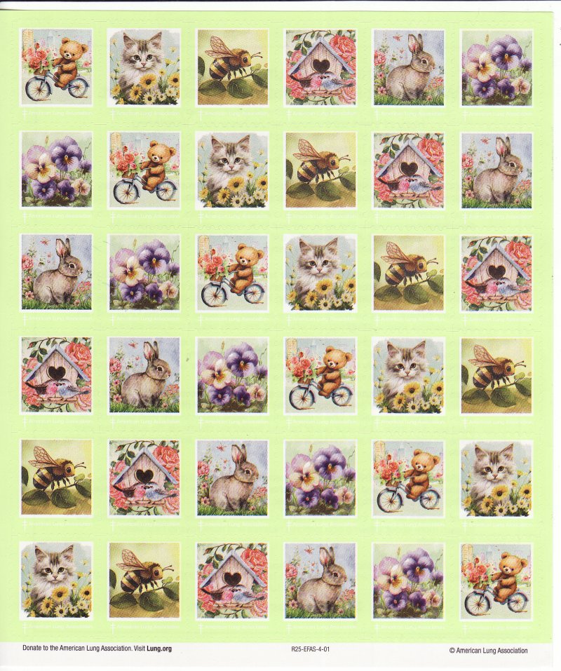125-S1x1, 2025 ALA National Design U.S. Spring Charity Seals Sheet R25-EFAS-4-01