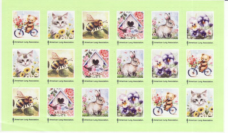 125-S1x3,2025 ALA National Design U.S. Spring Charity Seals Pane, 24EFA-PSFT-LBL