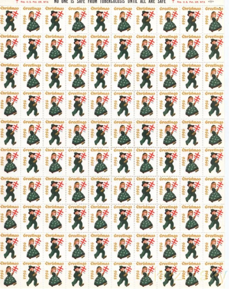 1956 U.S. National Christmas Seals Sheet