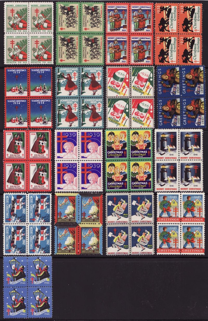 1930-65 U.S. National Christmas Seal Block Collection