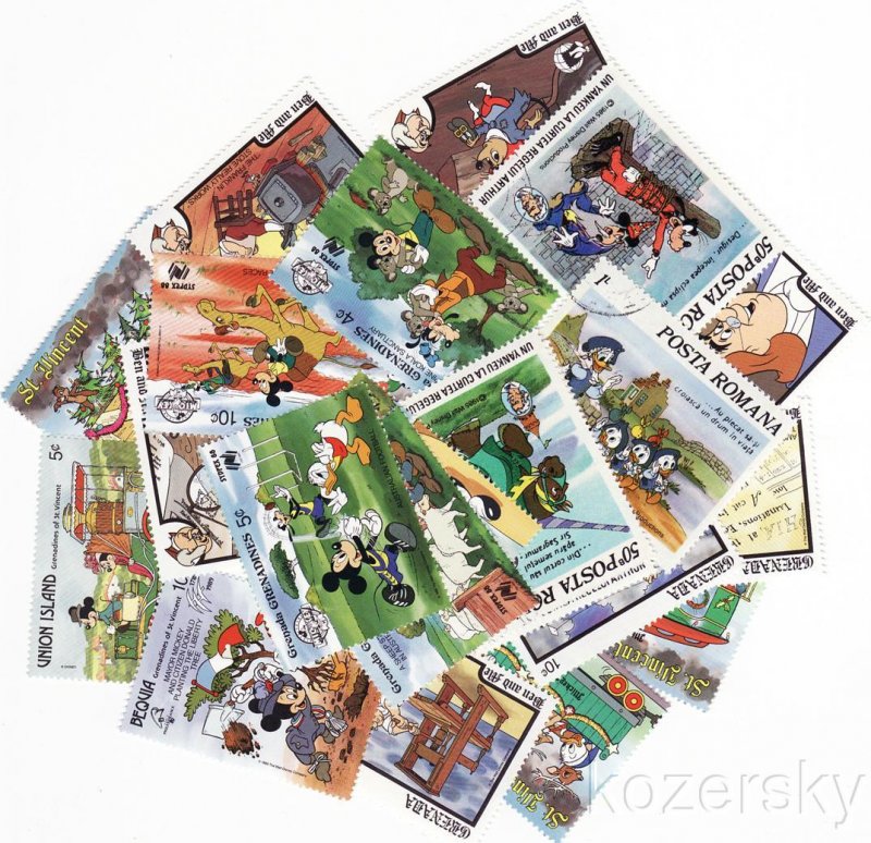 Disney on Stamps, Topical Stamp Packet, 500 different Disney Stamps