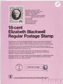 U.S. 1399, Elizabeth Blackwell Stamp USPS Official Souvenir Page