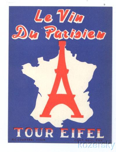 Vintage, Le Vin Du Parisien Eiffel Tower French Wine Label