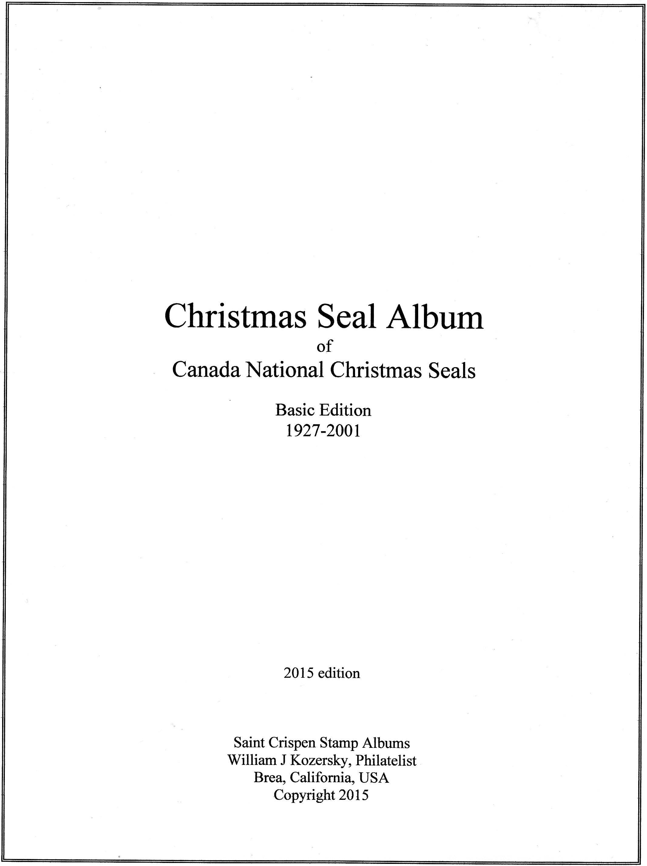   Canada Christmas Seal Stamp Album, 1927-2001
