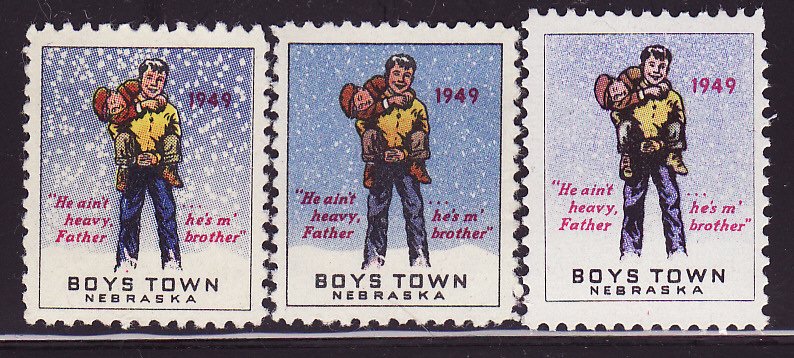Boys Town 22.2A-C, 1949 Boys Town Christmas Charity Seal Collection 