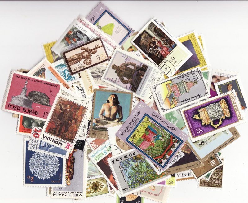 Art on Stamps, Topical Stamp Packet, 300 different stamps