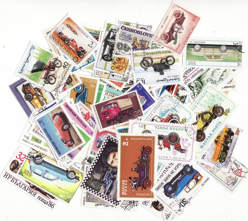 Autos on Stamps, Topical Stamp Packet, 100 different stamps