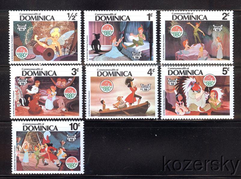 Dominica 679-85, Disney, Peter Pan, Christmas Stamps 