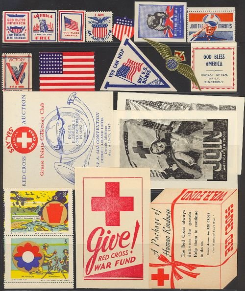 WWII Patriotic Poster Stamp Collection, VF, MNH, 22 diferent poster stamps