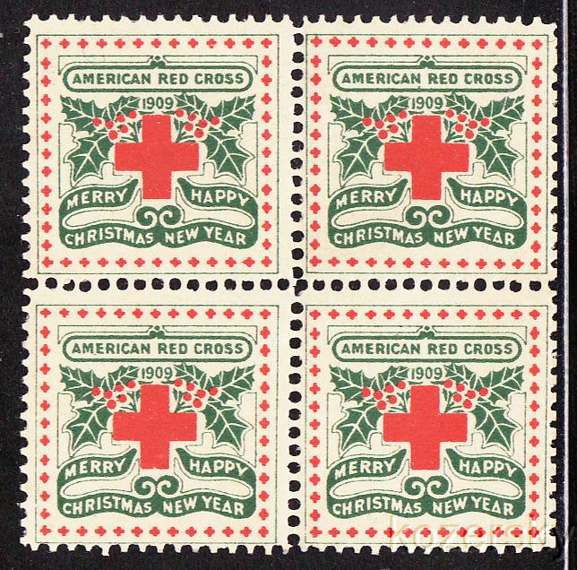 1909-1, WX5, U.S. Red Cross Christmas Seals Block 